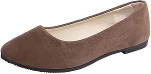 CsgrFagr Women Girls Solid Big Size Slip On Flat Shallow Comfort Casual Single Shoes Men Wide Shoes Casual (Coffee, 9)