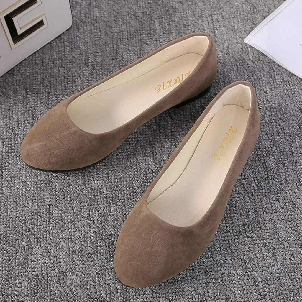 CsgrFagr Women Girls Solid Big Size Slip On Flat Shallow Comfort Casual Single Shoes Men Wide Shoes Casual (Coffee, 9)