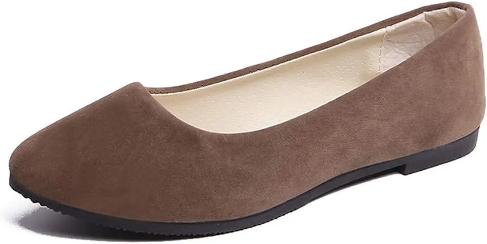 CsgrFagr Women Girls Solid Big Size Slip On Flat Shallow Comfort Casual Single Shoes Men Wide Shoes Casual (Coffee, 9)