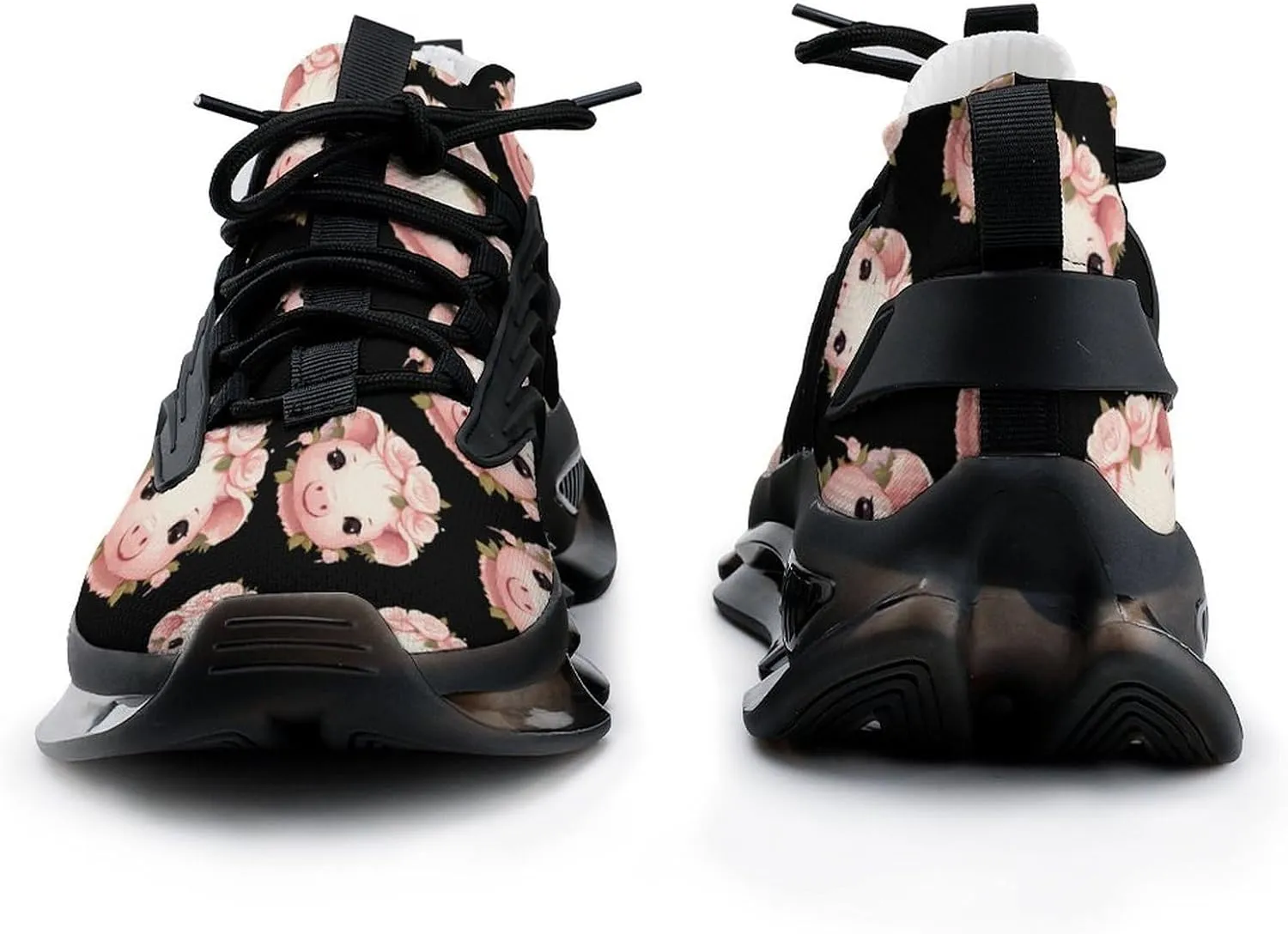 Cute Cartoon Piggy Print Mens Sneakers Running Shoes Lightweight Athletic Shoes for Jogging Walking Gym