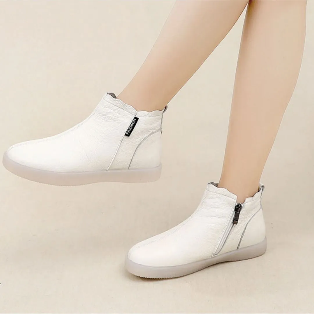 Cuzcare Orthopedic Boots For Women Leather Comfortable Ankle Fur Lined Warm Winter Shoes