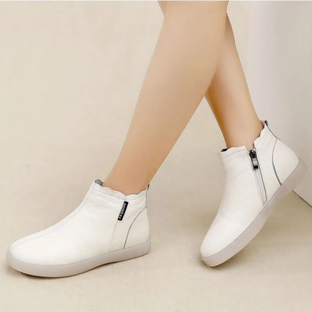 Cuzcare Orthopedic Boots For Women Leather Comfortable Ankle Fur Lined Warm Winter Shoes
