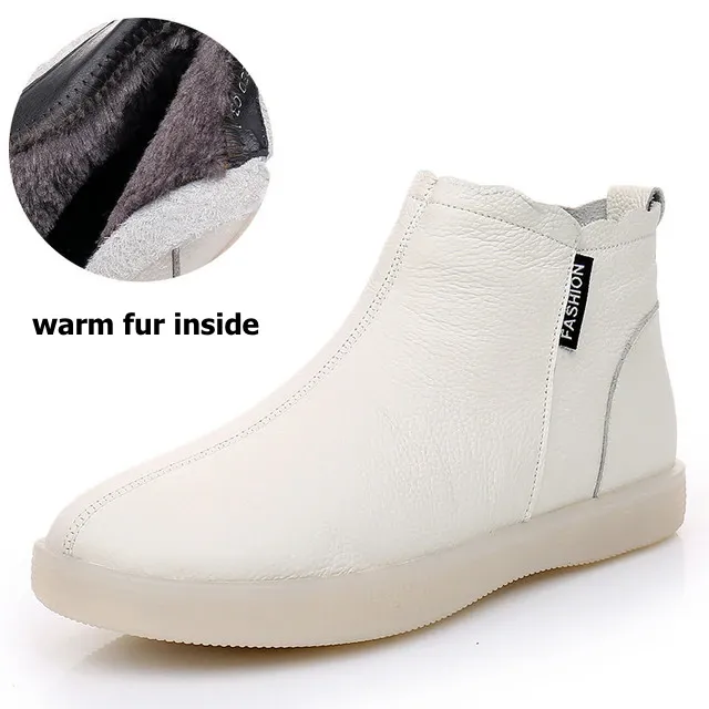 Cuzcare Orthopedic Boots For Women Leather Comfortable Ankle Fur Lined Warm Winter Shoes