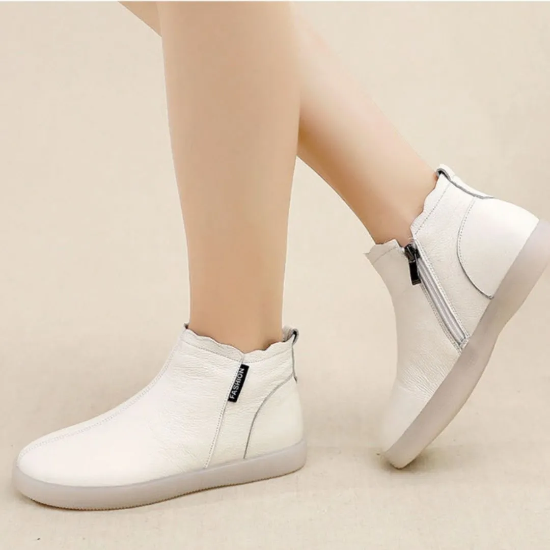 Cuzcare Orthopedic Boots For Women Leather Comfortable Ankle Fur Lined Warm Winter Shoes