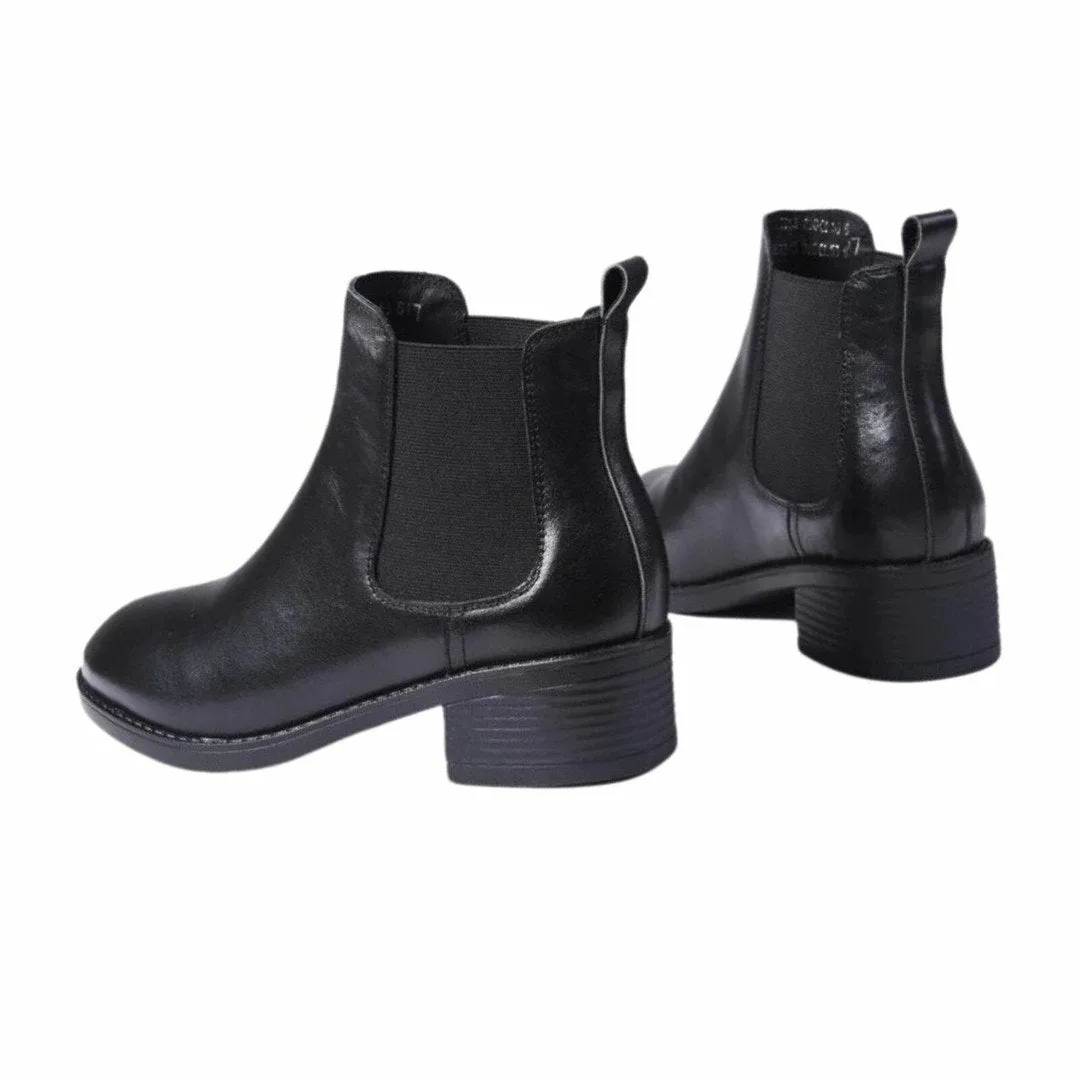 Cuzcare Orthopedic Women Boot Arch Support Genuine Leather AntiSlip LightWeight Basic Chelsea Boot