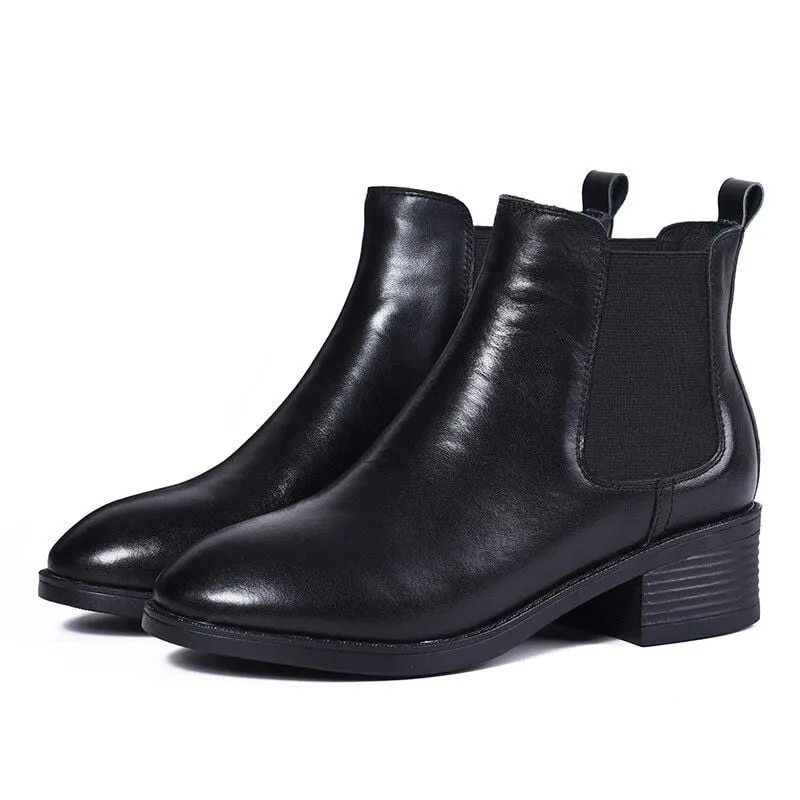 Cuzcare Orthopedic Women Boot Arch Support Genuine Leather AntiSlip LightWeight Basic Chelsea Boot