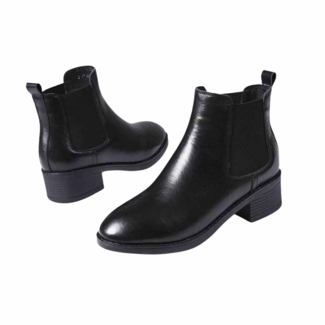 Cuzcare Orthopedic Women Boot Arch Support Genuine Leather AntiSlip LightWeight Basic Chelsea Boot