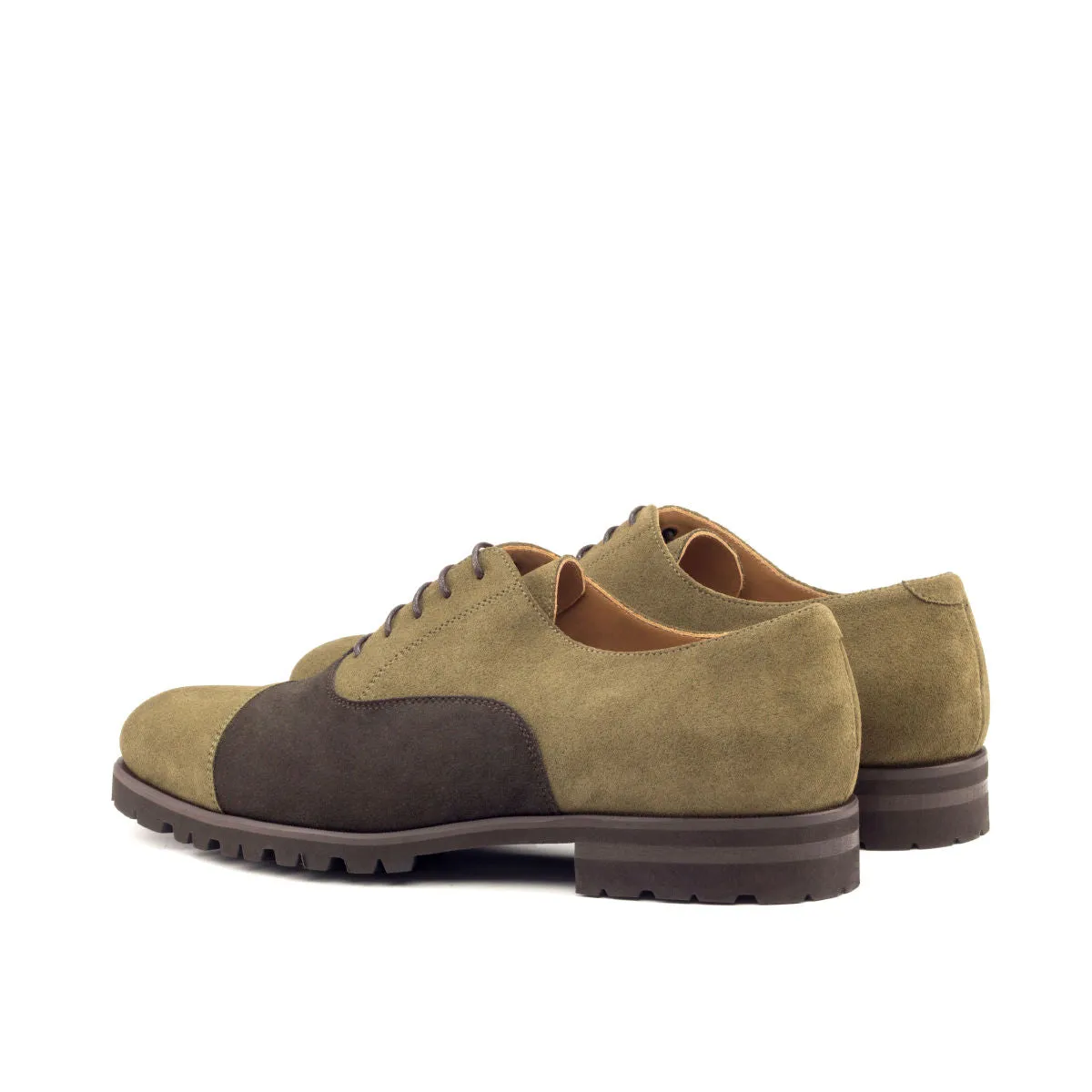 DapperFam Rafael in Khaki / Dark Brown Men's Lux Suede Oxford