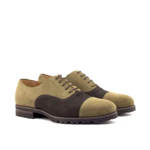 DapperFam Rafael in Khaki / Dark Brown Men's Lux Suede Oxford