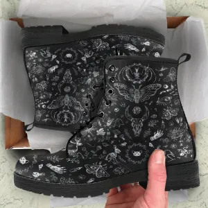 Dark Cottagecore Forest Women's Vegan Leather Combat Boots
