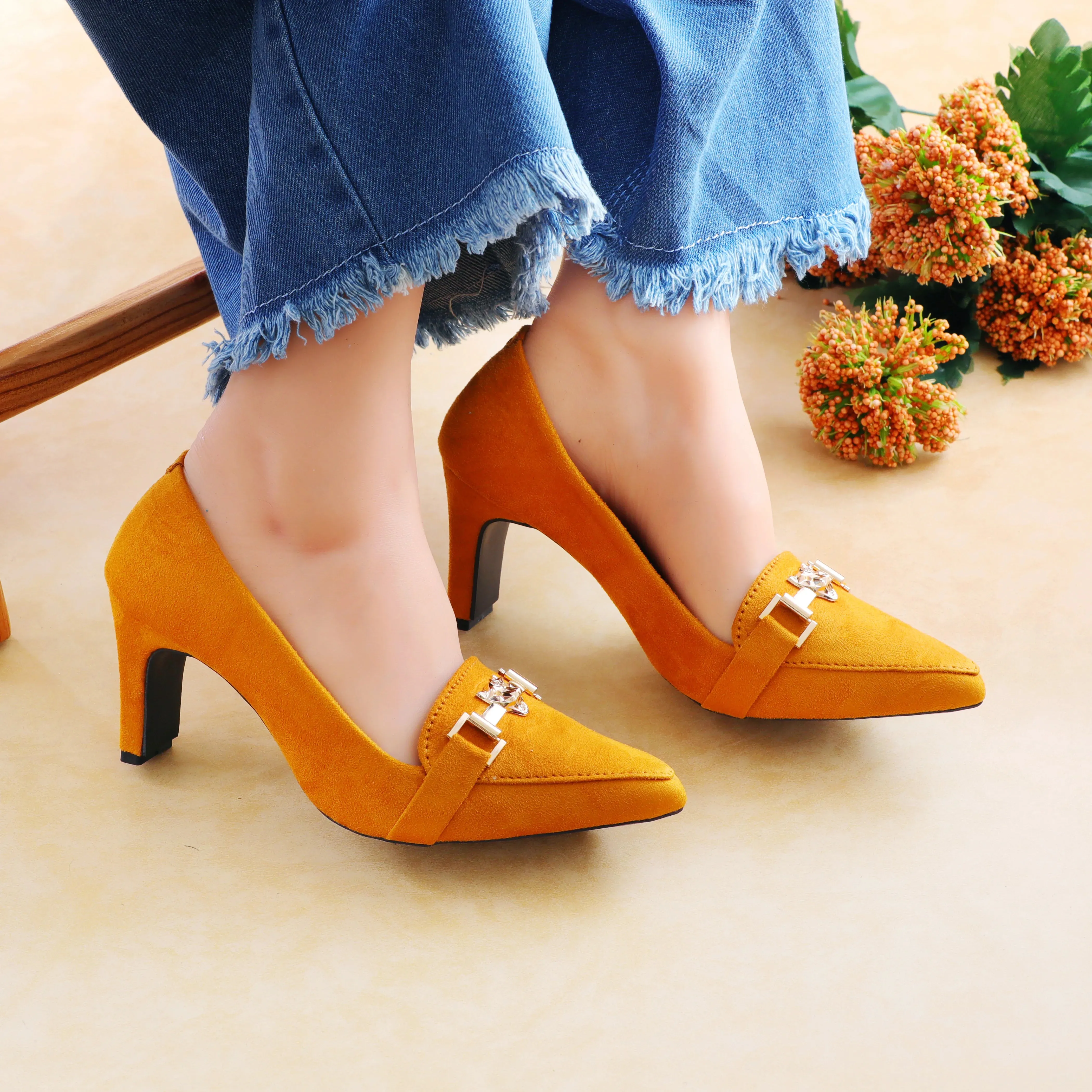 Debon Yellow women court shoes