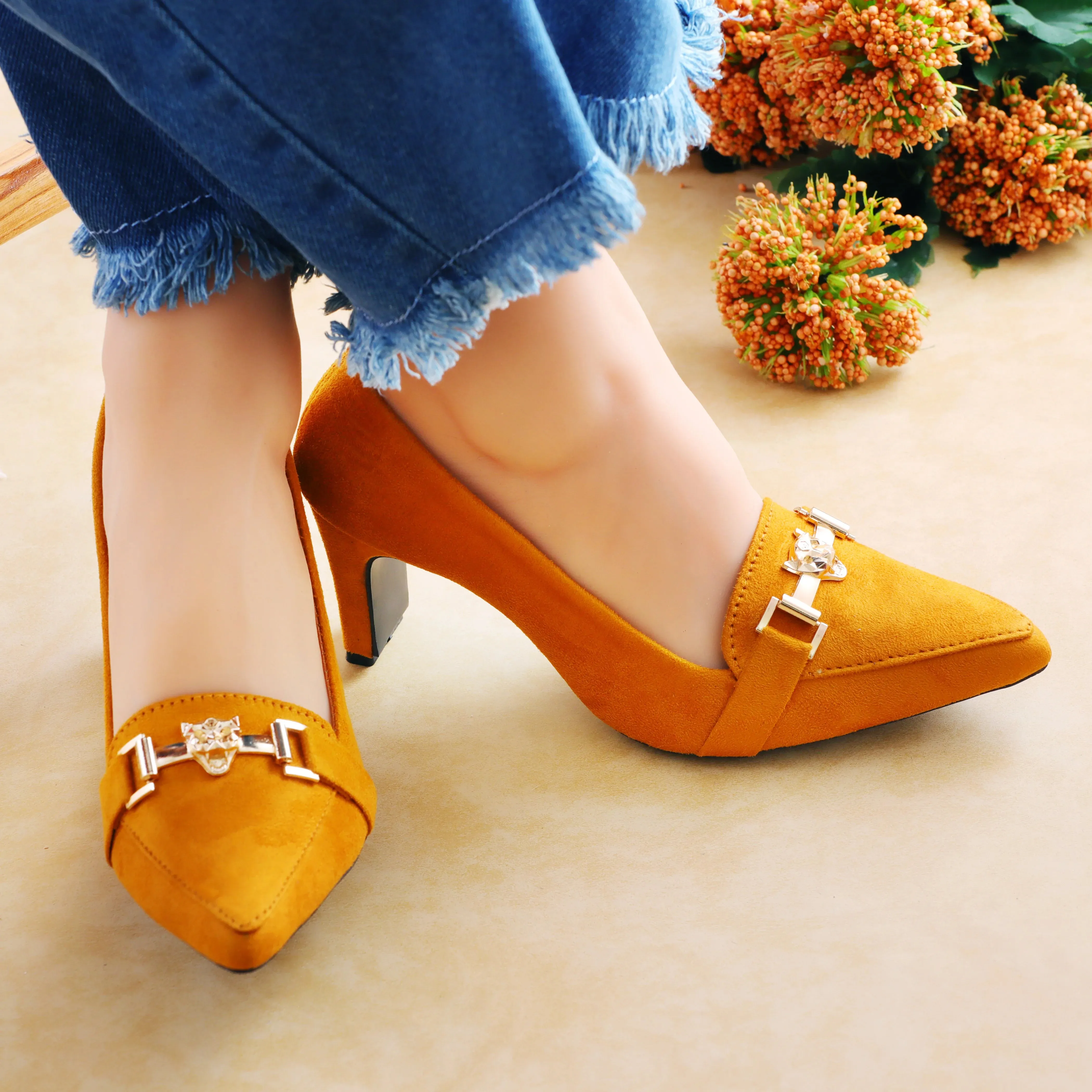 Debon Yellow women court shoes