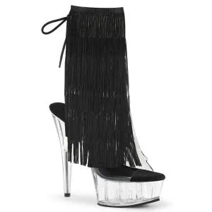 DELIGHT-1017TF 6" Heel Clear Black Ankle Boots Stripper Platforms High Heels