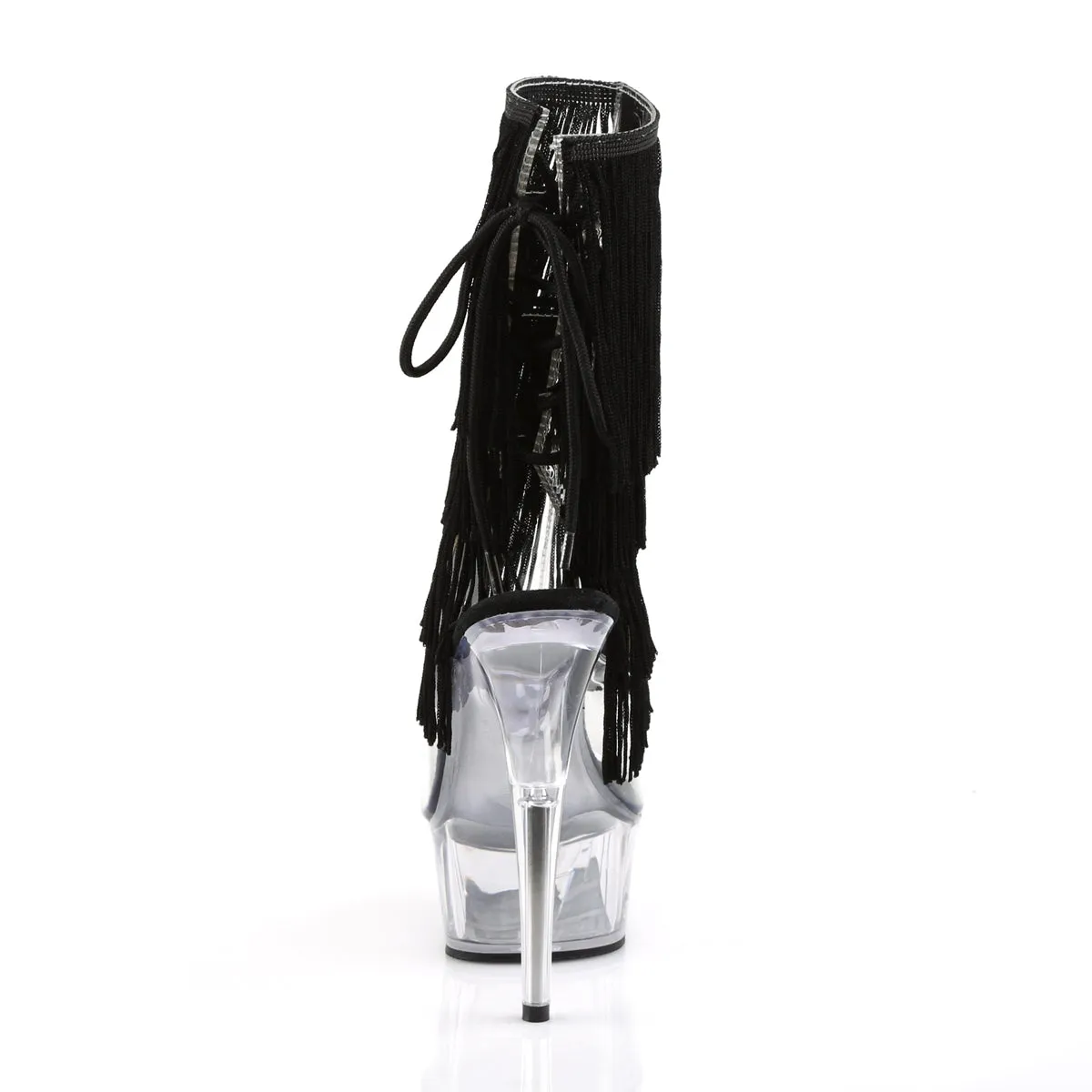 DELIGHT-1017TF 6" Heel Clear Black Ankle Boots Stripper Platforms High Heels