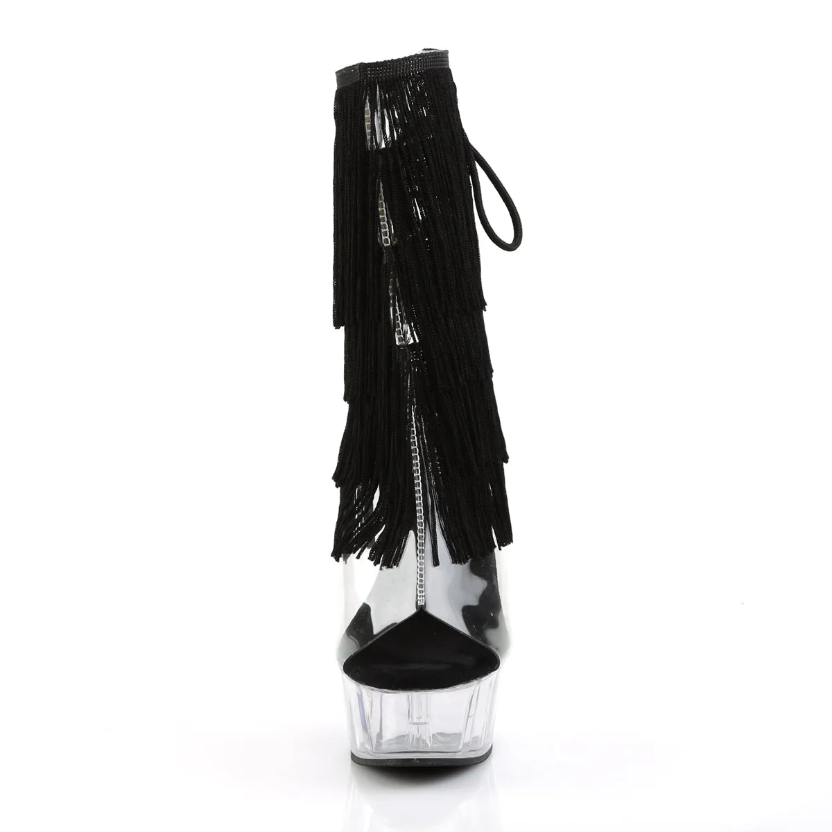 DELIGHT-1017TF 6" Heel Clear Black Ankle Boots Stripper Platforms High Heels