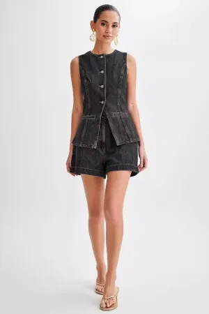 Denim Vest and Shorts Matching Set