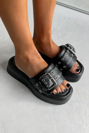 DESTINO Chunky Sandals - Black PU