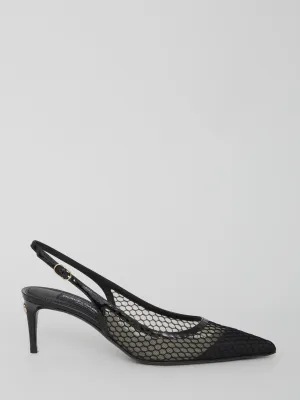 Dolce & Gabbana Mesh And Patent Leather Slingback