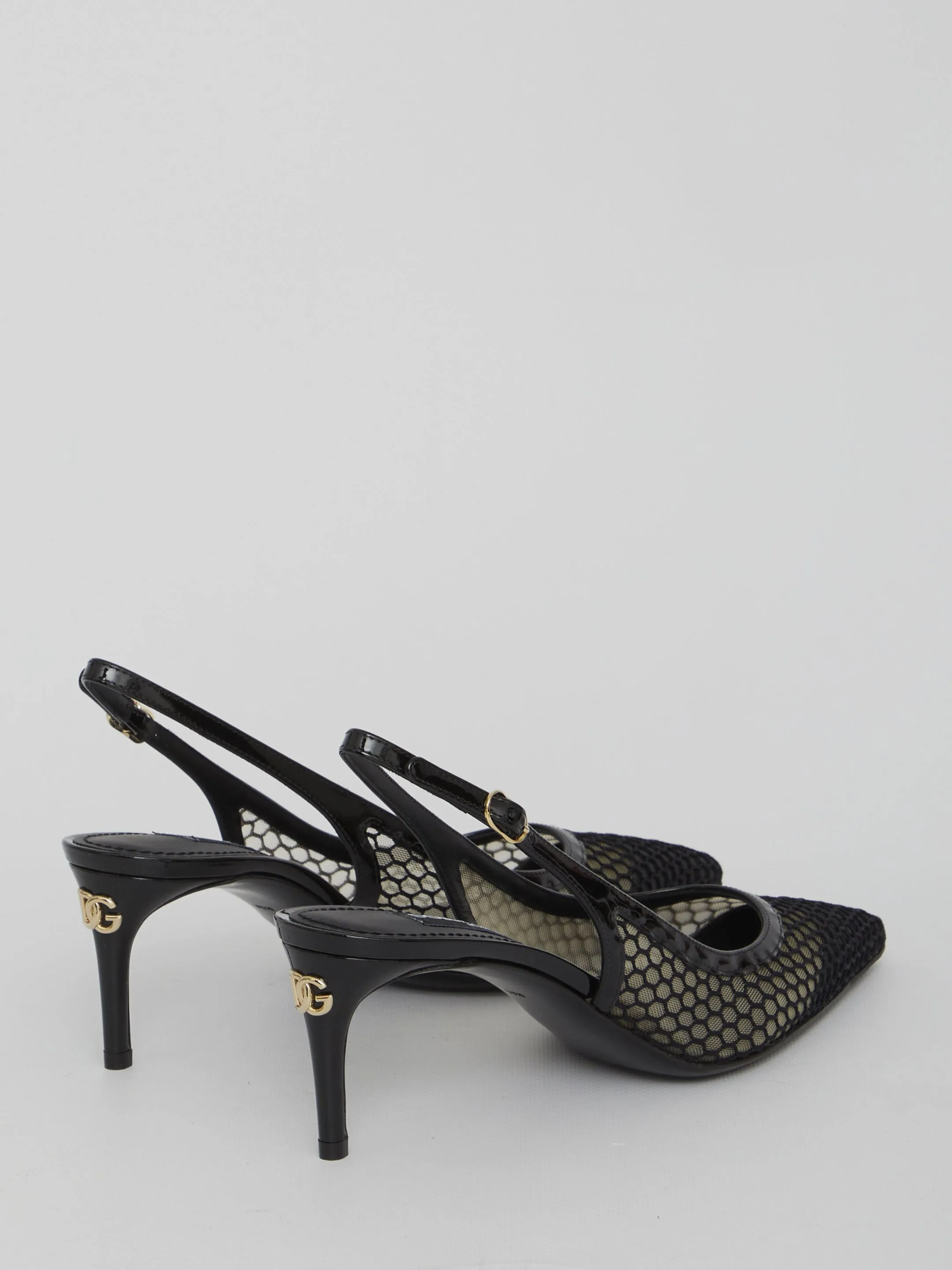 Dolce & Gabbana Mesh And Patent Leather Slingback