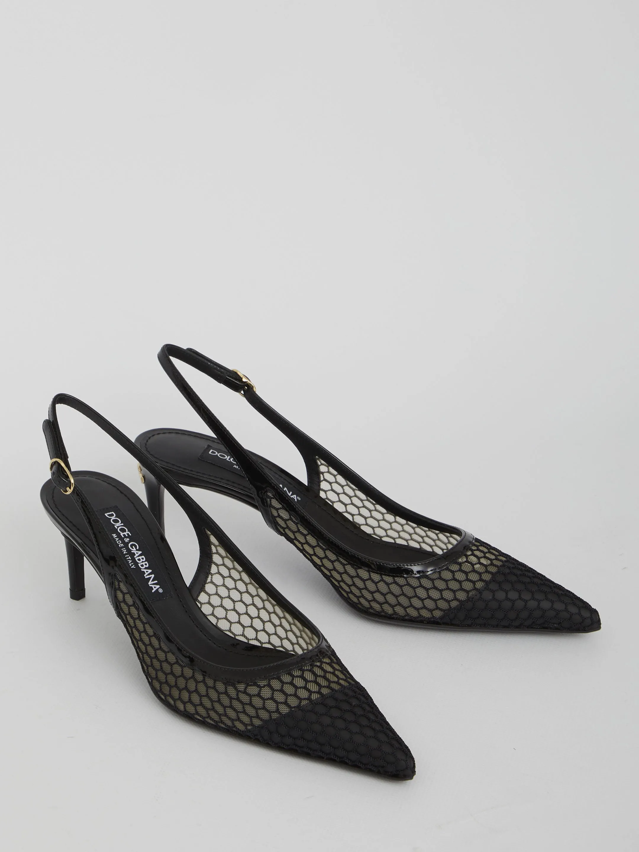 Dolce & Gabbana Mesh And Patent Leather Slingback