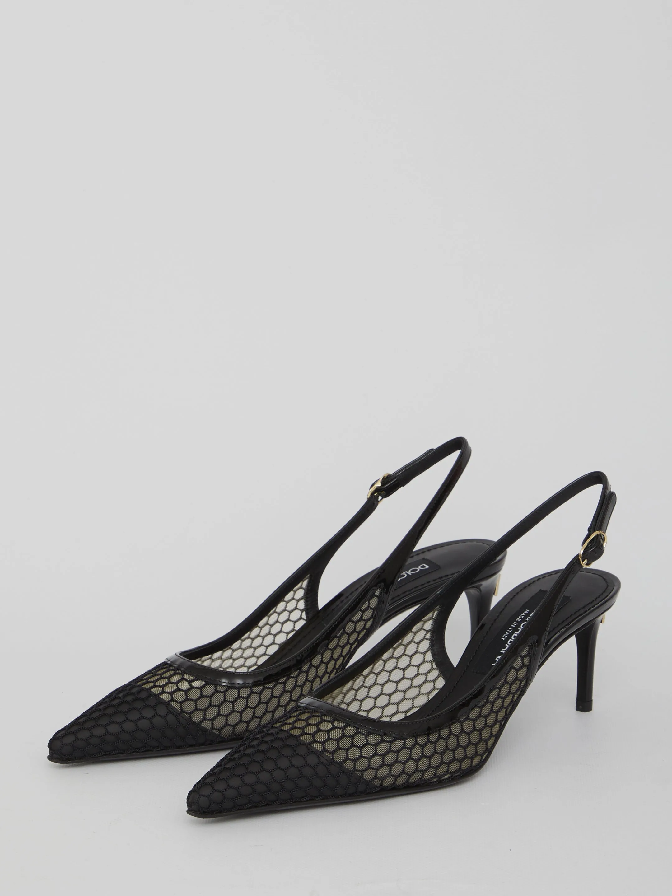 Dolce & Gabbana Mesh And Patent Leather Slingback