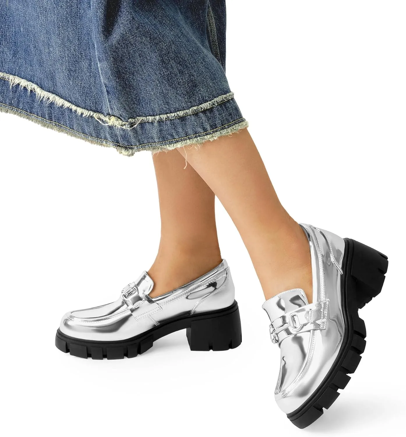 DREAM PAIRS Loafers for Women Platform Chunky Loafers Slip On Casual Shoes