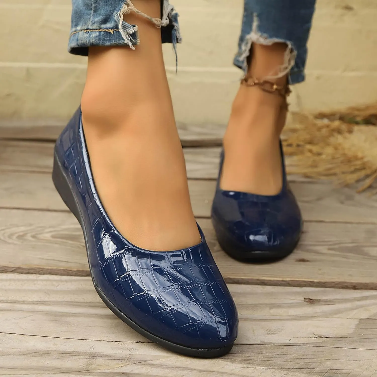 Dressy Flat Womens Round Toe Loafers Comfort Flat Shoes Slip On Loafers Ladies Ballet Flats Business Casual Shoes