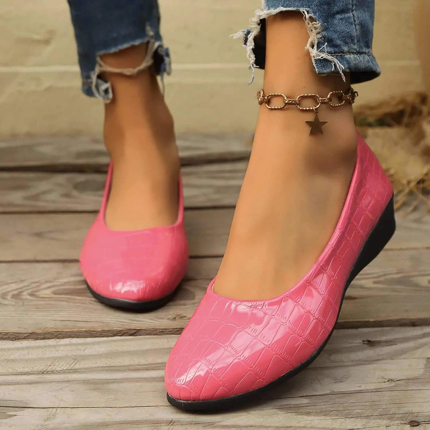 Dressy Flat Womens Round Toe Loafers Comfort Flat Shoes Slip On Loafers Ladies Ballet Flats Business Casual Shoes
