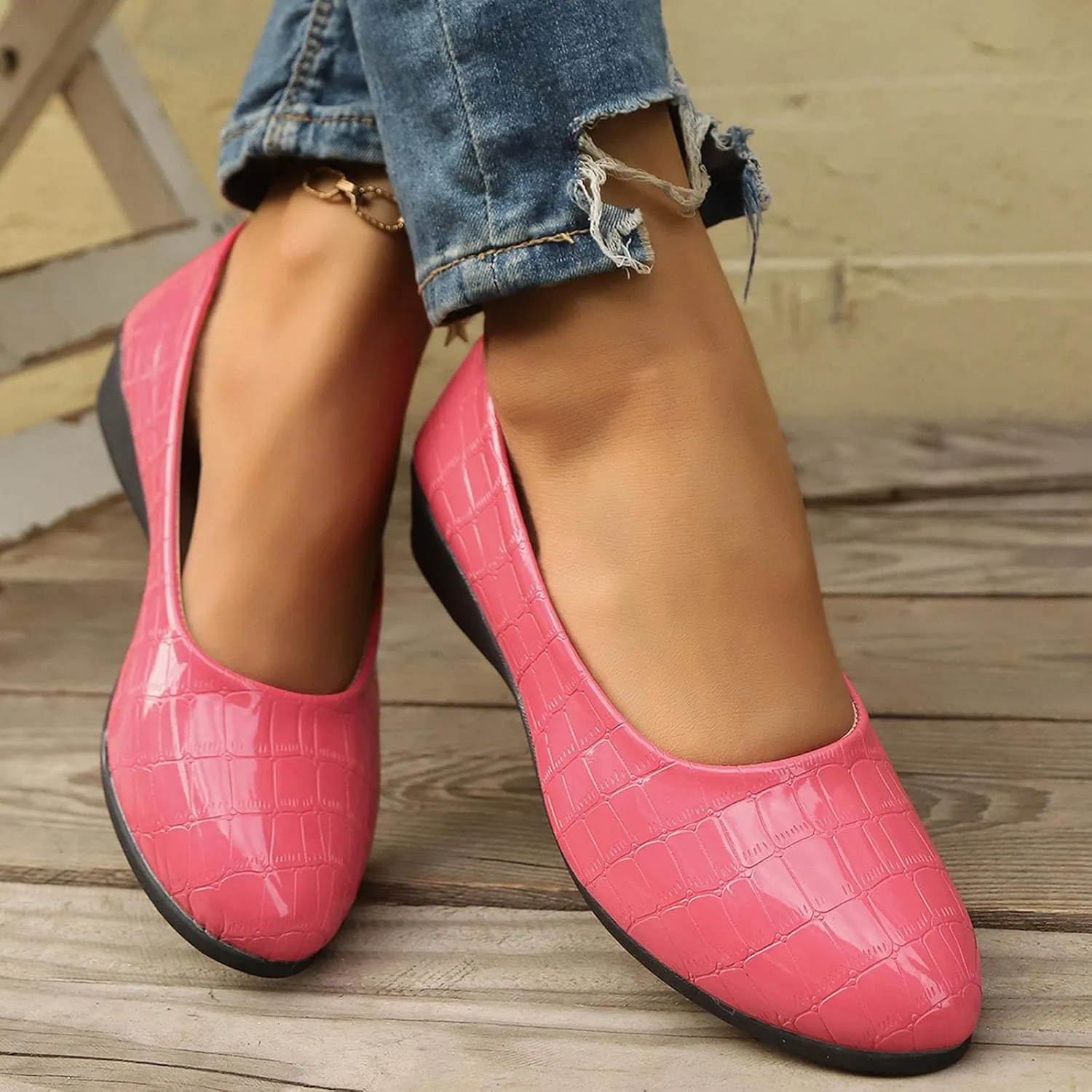 Dressy Flat Womens Round Toe Loafers Comfort Flat Shoes Slip On Loafers Ladies Ballet Flats Business Casual Shoes