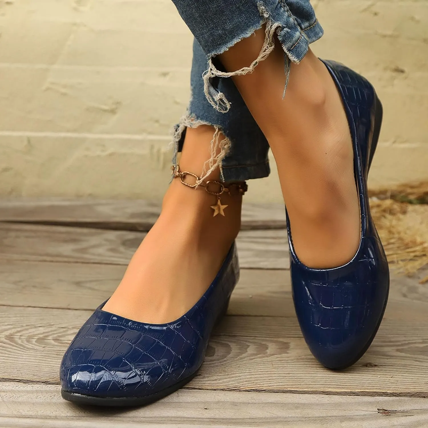 Dressy Flat Womens Round Toe Loafers Comfort Flat Shoes Slip On Loafers Ladies Ballet Flats Business Casual Shoes