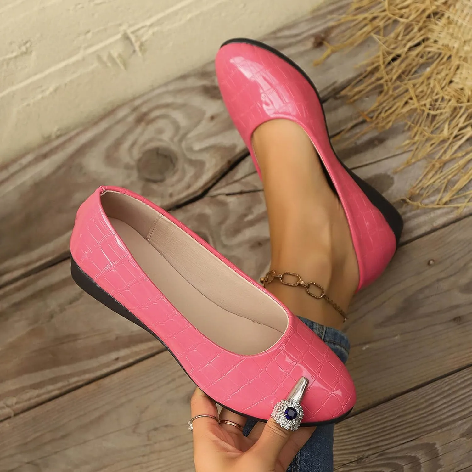 Dressy Flat Womens Round Toe Loafers Comfort Flat Shoes Slip On Loafers Ladies Ballet Flats Business Casual Shoes