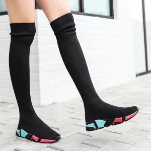 Elastic Over The Knee Boots Women Socks Black Boots Long Thigh High Slim Knitting Boots Sneakers Platform Designer Long Shoes