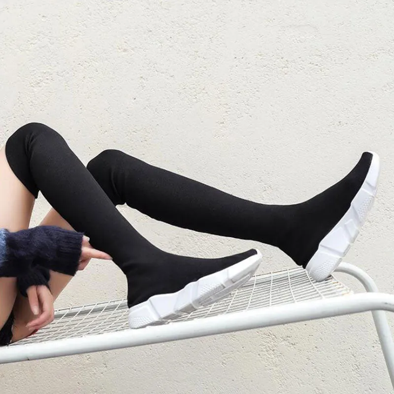 Elastic Over The Knee Boots Women Socks Black Boots Long Thigh High Slim Knitting Boots Sneakers Platform Designer Long Shoes