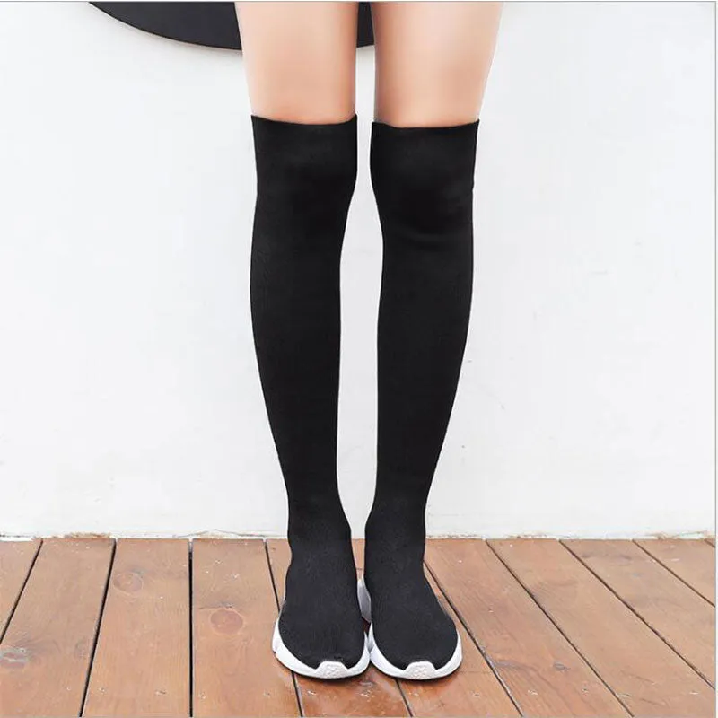 Elastic Over The Knee Boots Women Socks Black Boots Long Thigh High Slim Knitting Boots Sneakers Platform Designer Long Shoes
