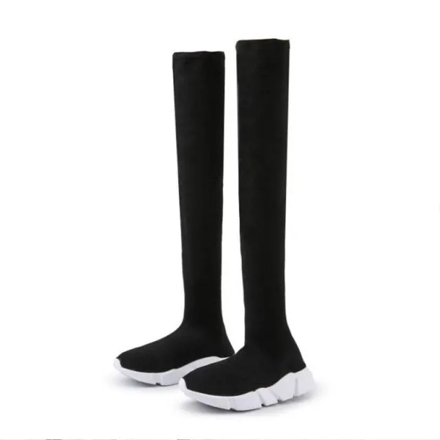 Elastic Over The Knee Boots Women Socks Black Boots Long Thigh High Slim Knitting Boots Sneakers Platform Designer Long Shoes