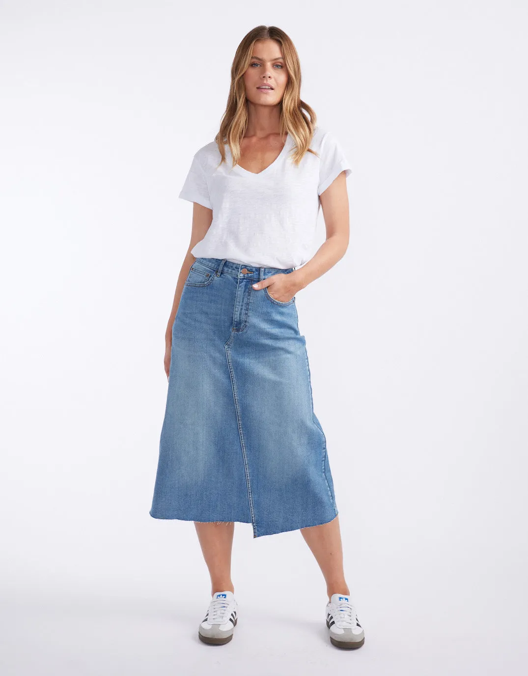 Elka Denim Skirt - Mid Wash