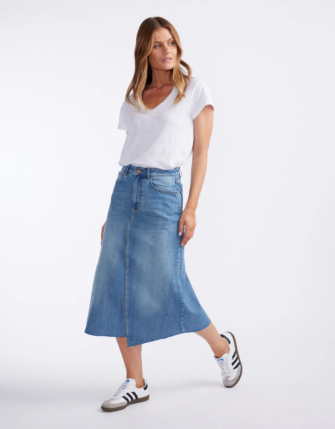 Elka Denim Skirt - Mid Wash