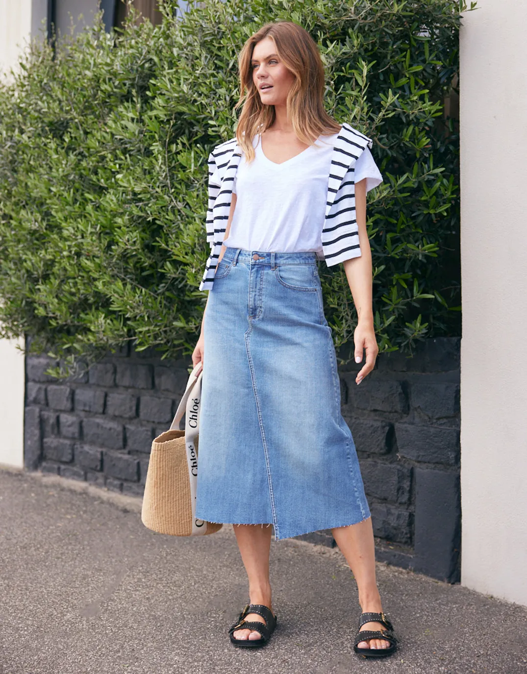Elka Denim Skirt - Mid Wash