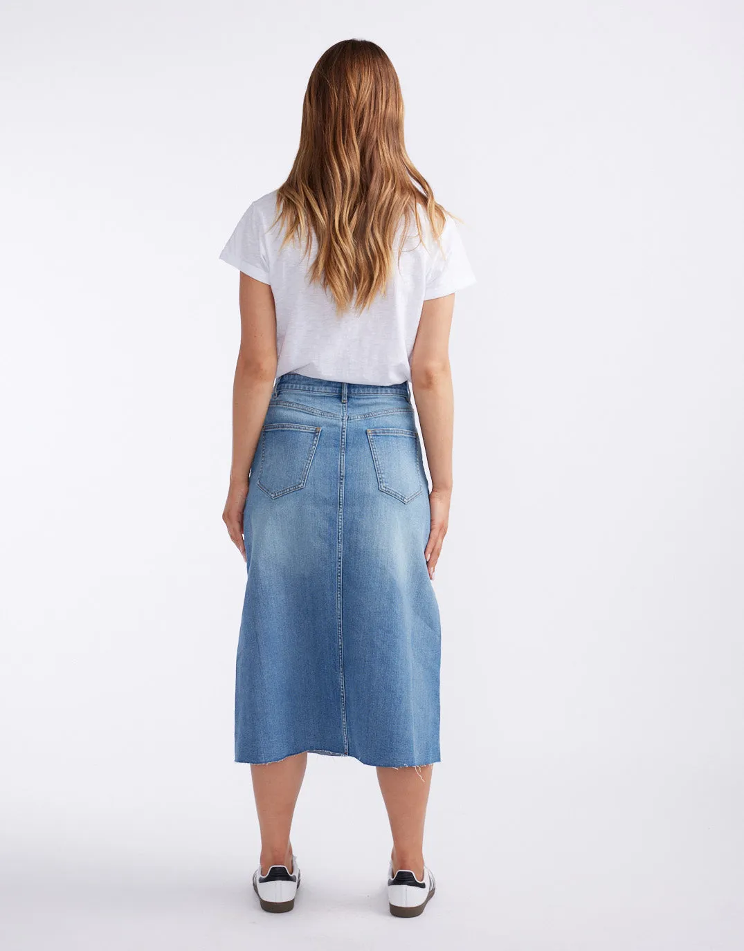 Elka Denim Skirt - Mid Wash
