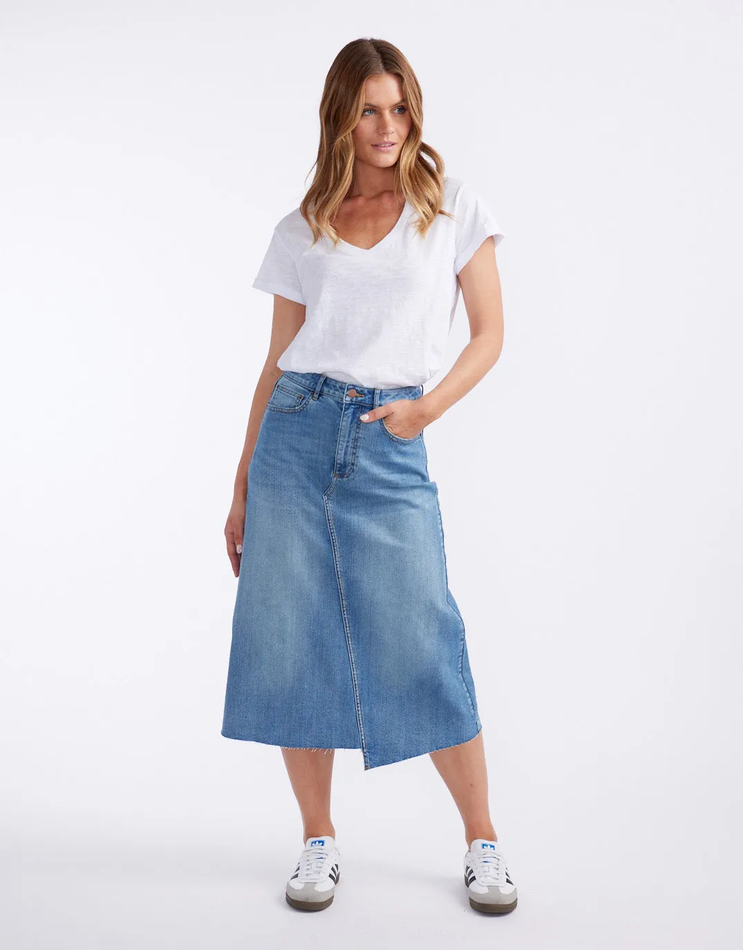 Elka Denim Skirt - Mid Wash