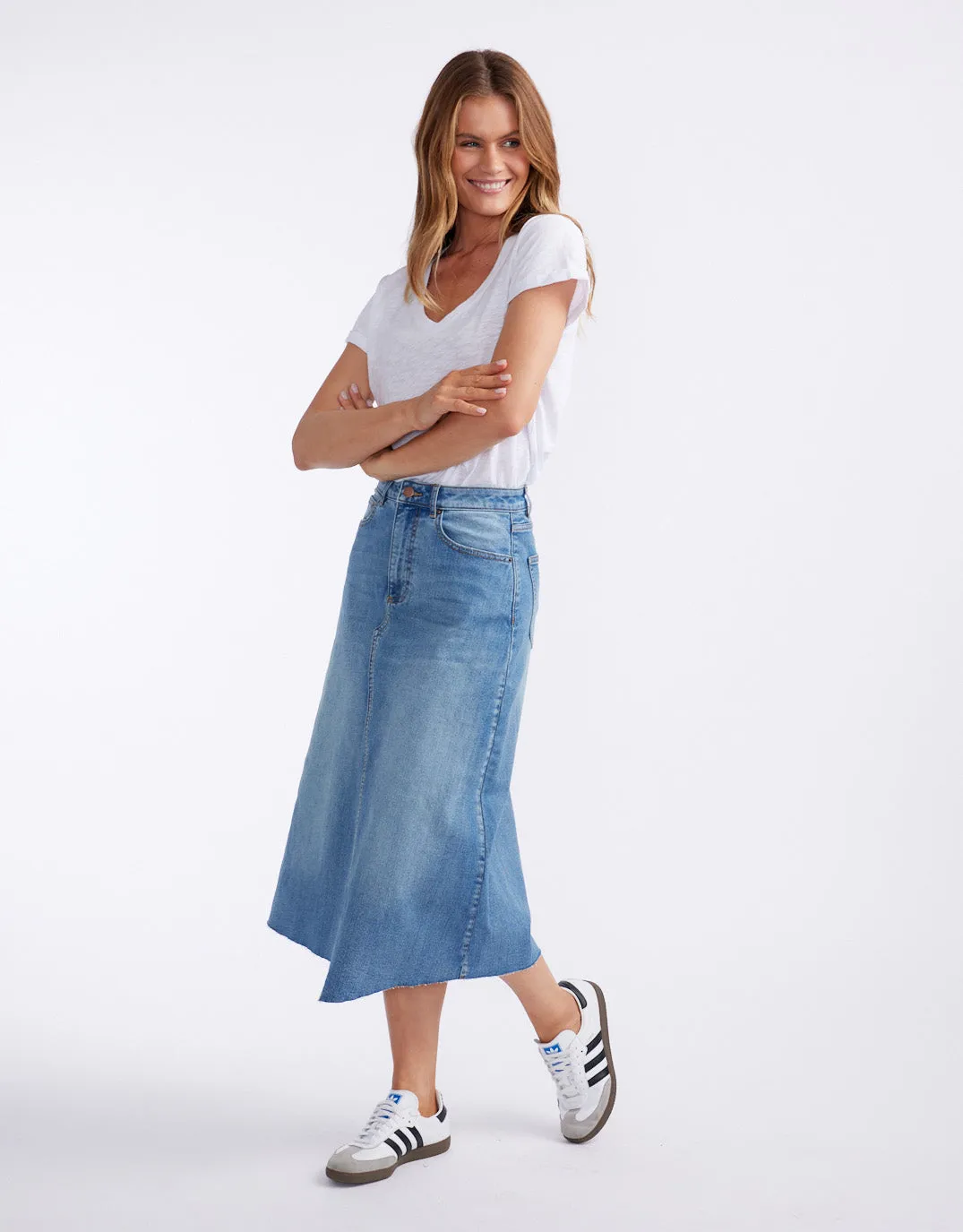 Elka Denim Skirt - Mid Wash