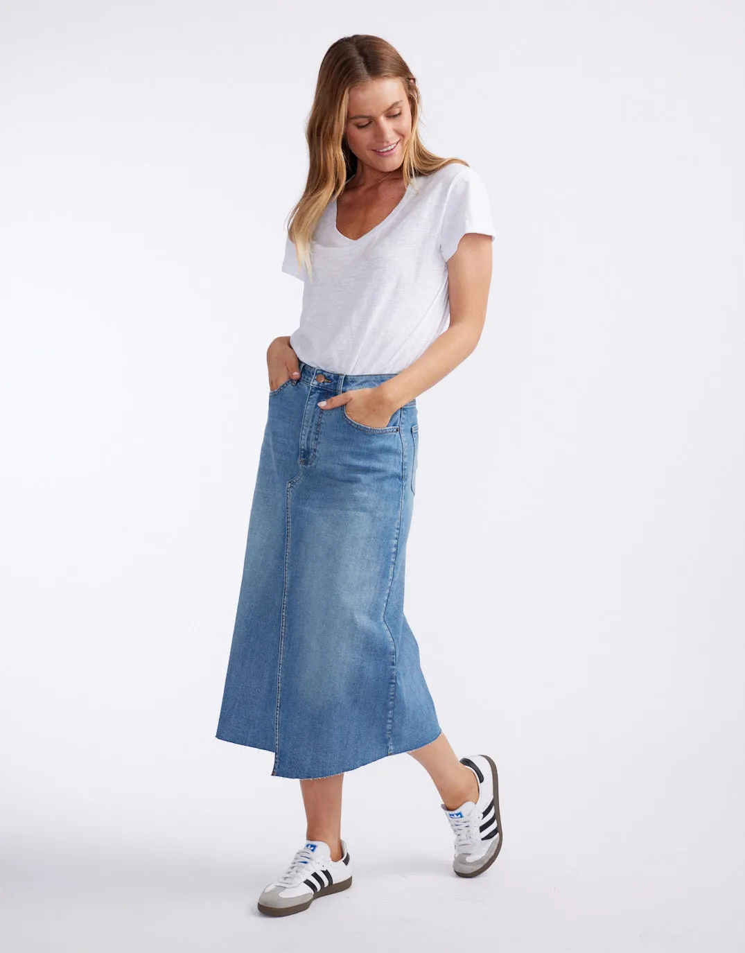Elka Denim Skirt - Mid Wash