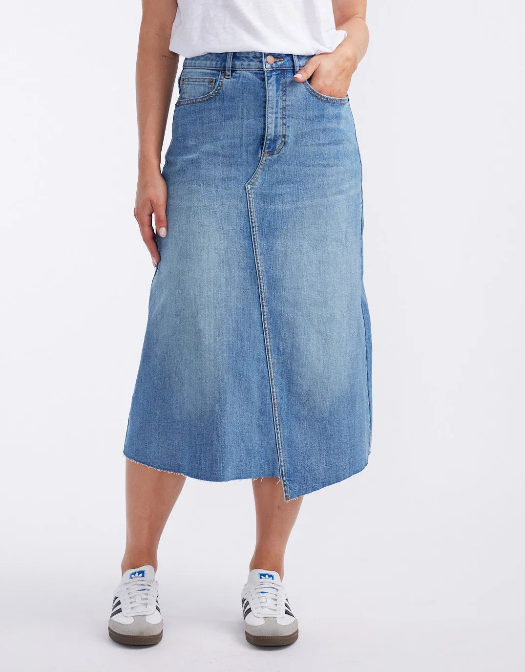 Elka Denim Skirt - Mid Wash