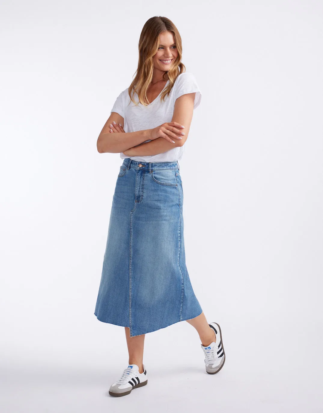 Elka Denim Skirt - Mid Wash