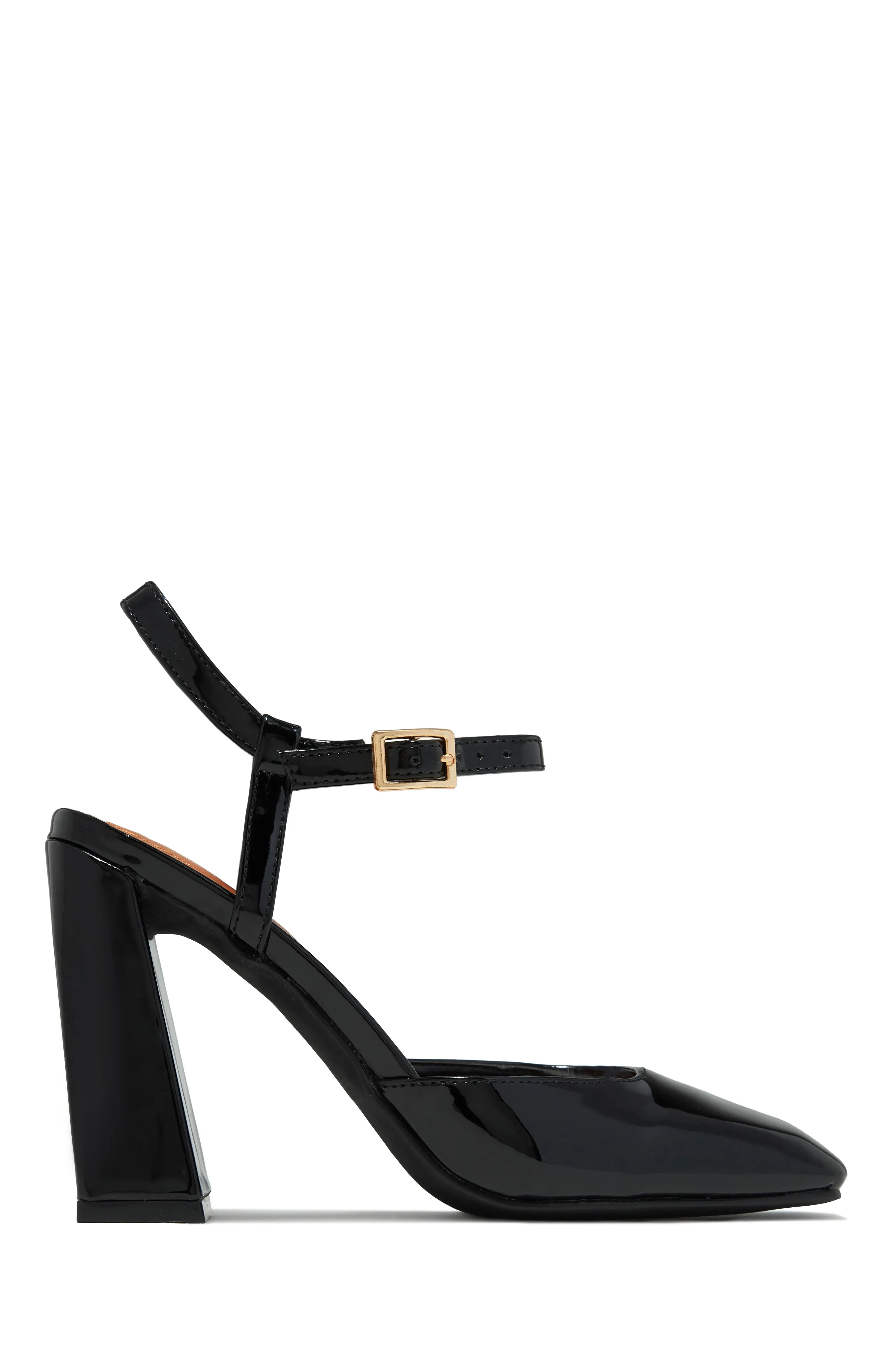 Elle Square Toe Block Heels - Red