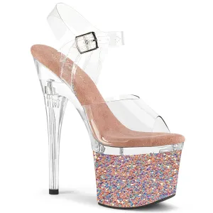 ESTEEM-708LG Pleaser 7 Inch Rose Gold Glitter Platforms Exotic Dancing Heels