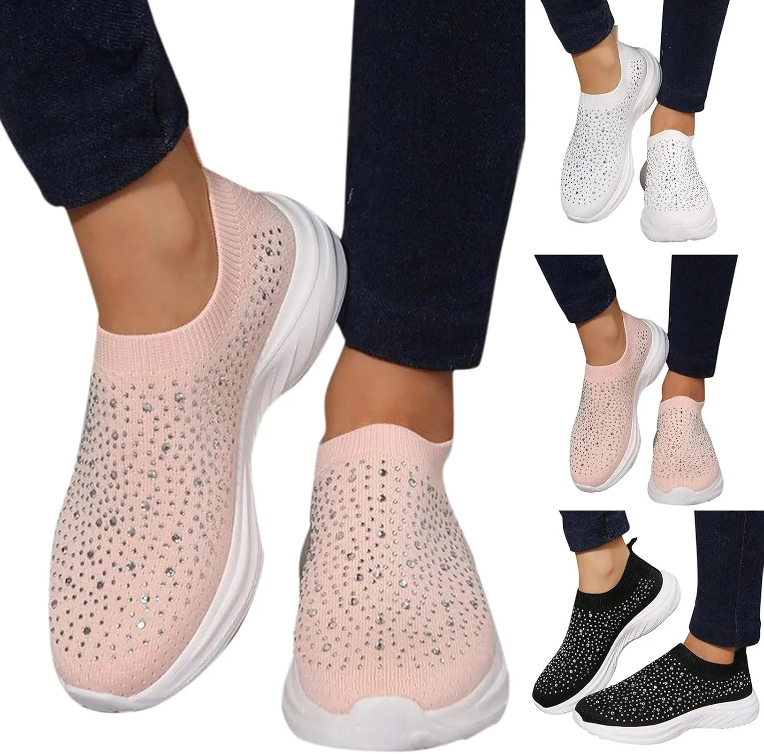 Fashion Autumn Women Sports Shoes Flat Bottom Lightweight Fly Woven Mesh Breathable Comfortable Slip On Sea Kite Sneaker