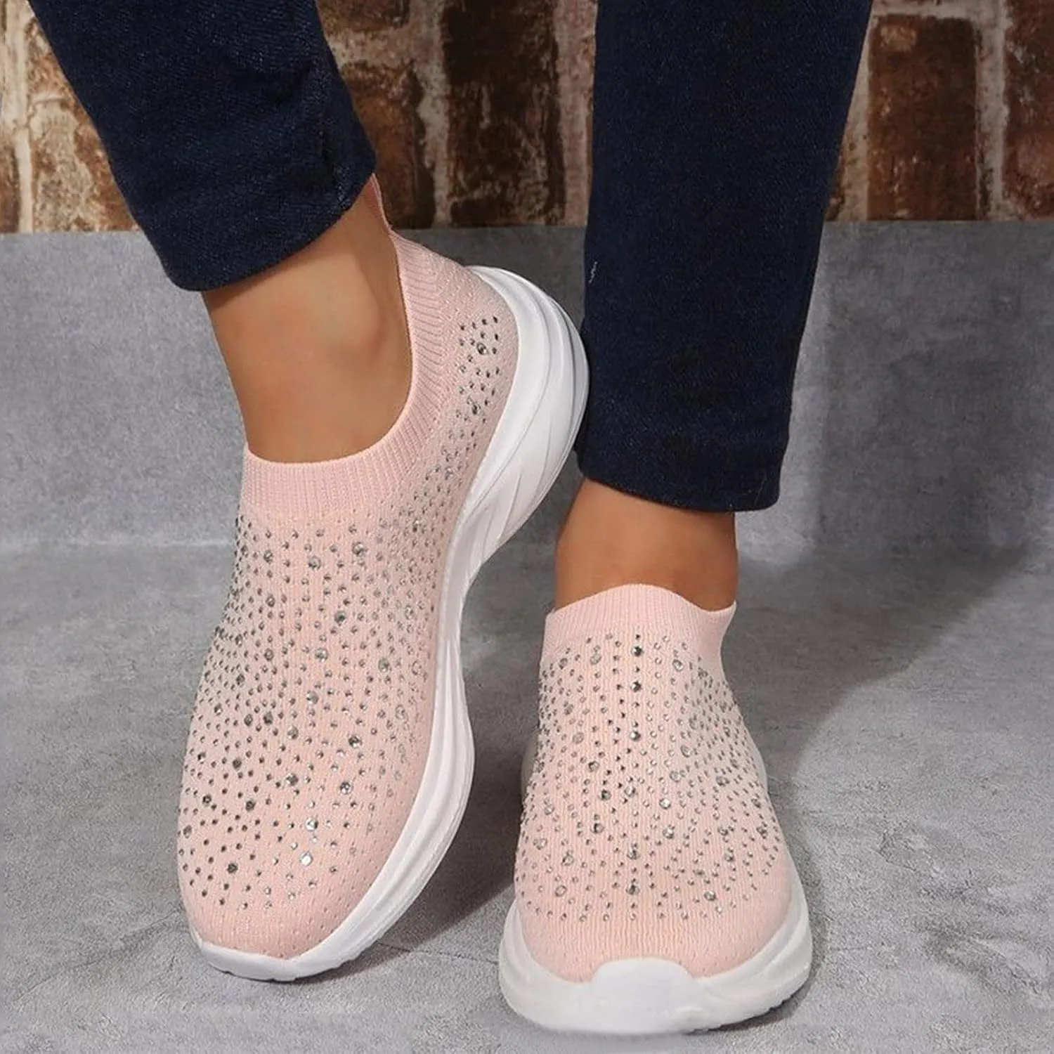 Fashion Autumn Women Sports Shoes Flat Bottom Lightweight Fly Woven Mesh Breathable Comfortable Slip On Sea Kite Sneaker