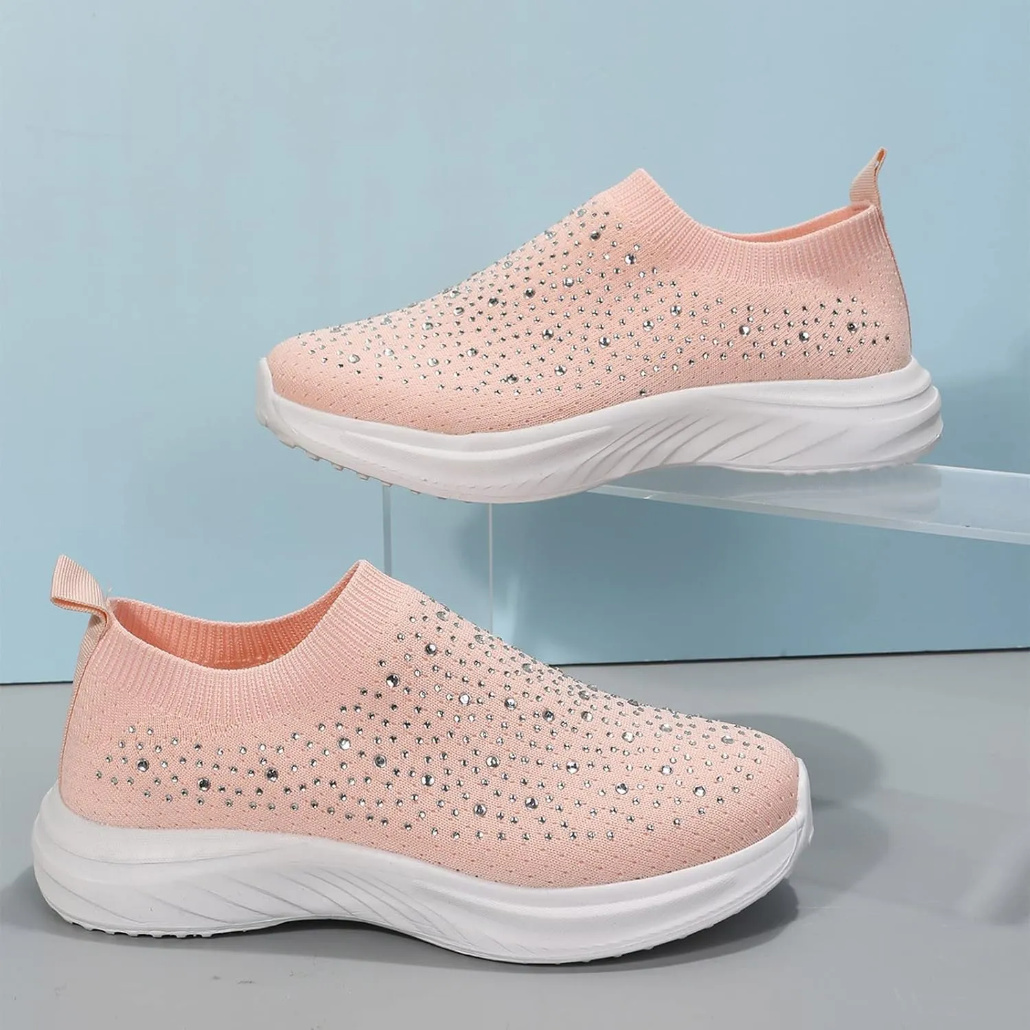 Fashion Autumn Women Sports Shoes Flat Bottom Lightweight Fly Woven Mesh Breathable Comfortable Slip On Sea Kite Sneaker