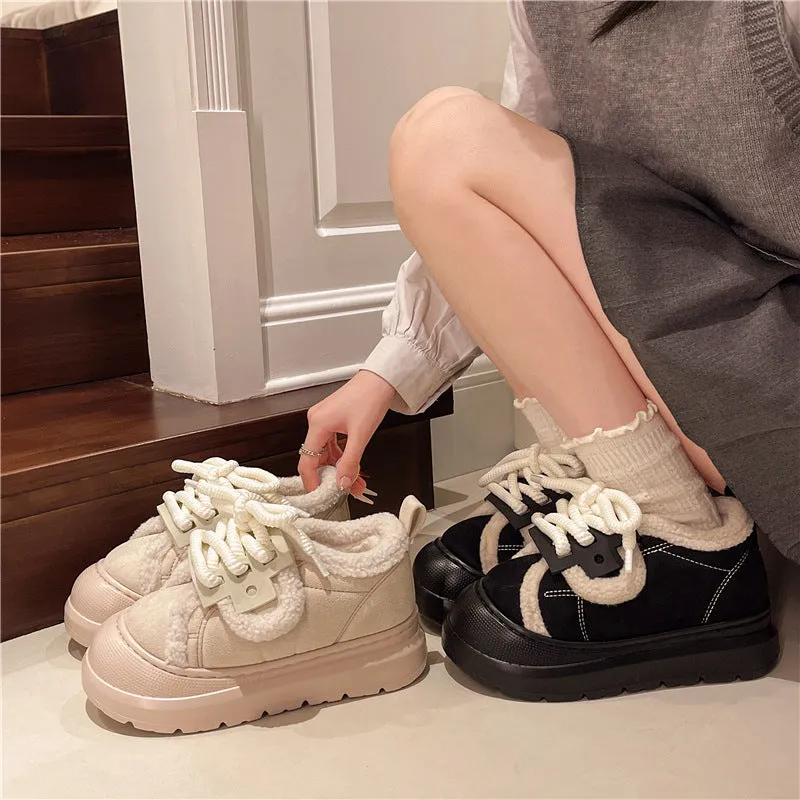 Faux Fur Lined Chunky Platform Sneakers